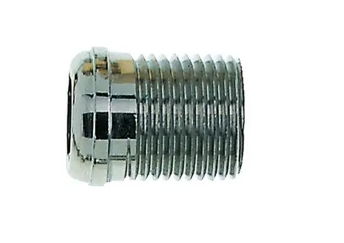 Schraubnippel aus vernickeltem Material mit durchgehendem Gewinde, verwendet in Verbindung mit Heizungsinstallationen von IMI Hydronic Engineering.